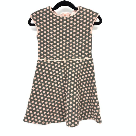 C&A Smart & Pretty Fit & Flare Dress Girls Size 104 US 4T Gray Pink Polka Dot - Picture 1 of 6